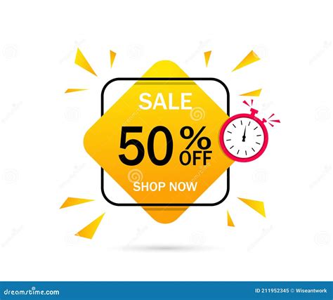 Banner Of Sale With Discount Of 50 Percent Label For Special Offer