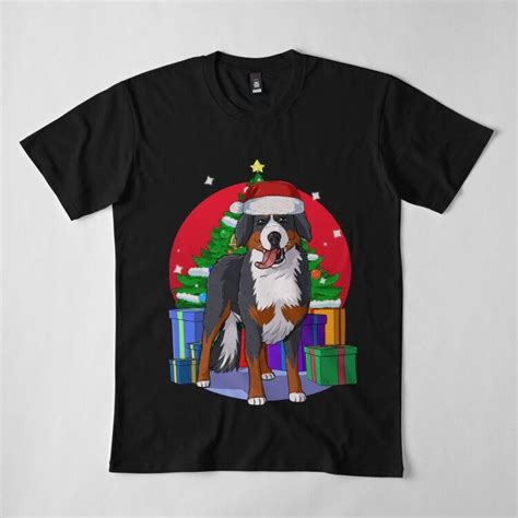 Buy Men Premium Cotton Harajuku T Shirt Bernese Mountain Dog Santa