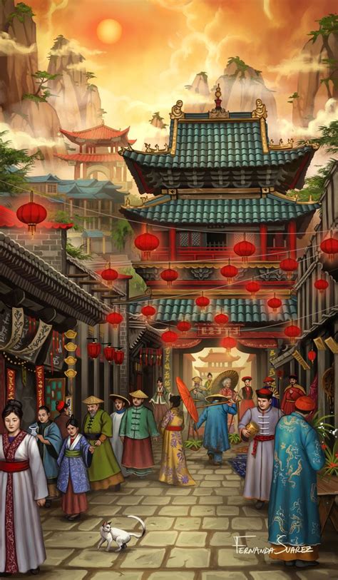 City In Ancient China By Fernanda Suarez Ancient Chinese Art Ancient