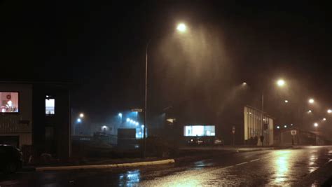 Rain On Street Lamp At Night Stock Footage Video 8059645