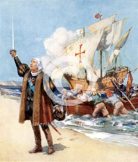 Christopher Columbus Landing In America 1492 C1920 Artist Unknown