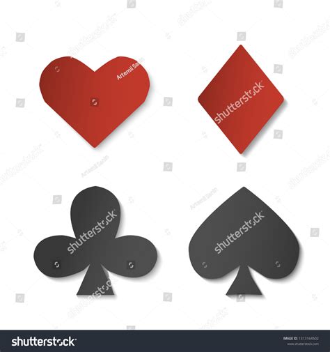 Playing Card Sign Symbols Paper Set Stock Vector Royalty Free