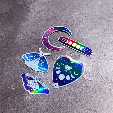 Set Of 5 Holographic Laptop Stickers Small Holographic Vinyl Etsy