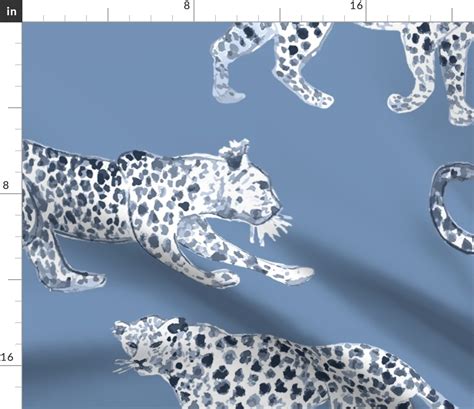 Custom Blue Extra Large Leopard Parade Fabric Spoonflower