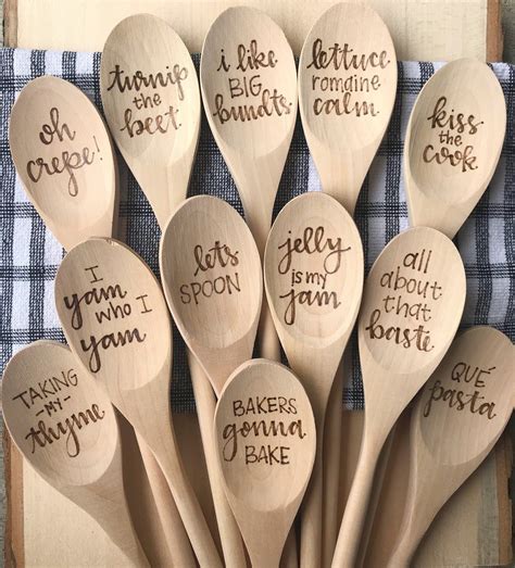 Single Wooden Spoon Woodburned Spoons Baking Puns Etsy Wooden Spoon Crafts Wood Burn Spoons