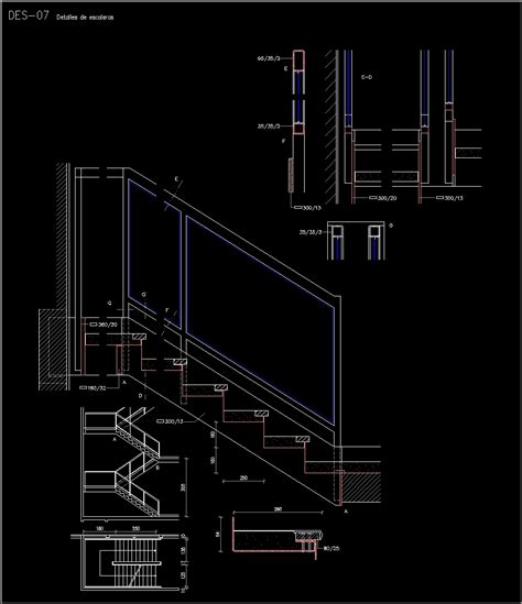 Stair With Glass Hamdrail DWG Block For AutoCAD Designs CAD