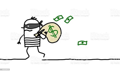 Robber Carrying A Bag Of Dollars Stock Illustration Download Image