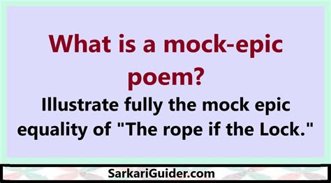 What Is A Mock Epic Poem Illustrate Fully The Mock Epic