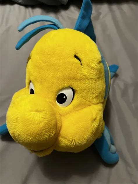 Vintage Little Mermaid Flounder Plush Yellow Fish Disneyland Walt