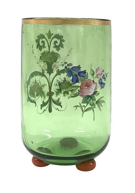 Victorian Hand Enamelled Glass Vase Circa 1860 70