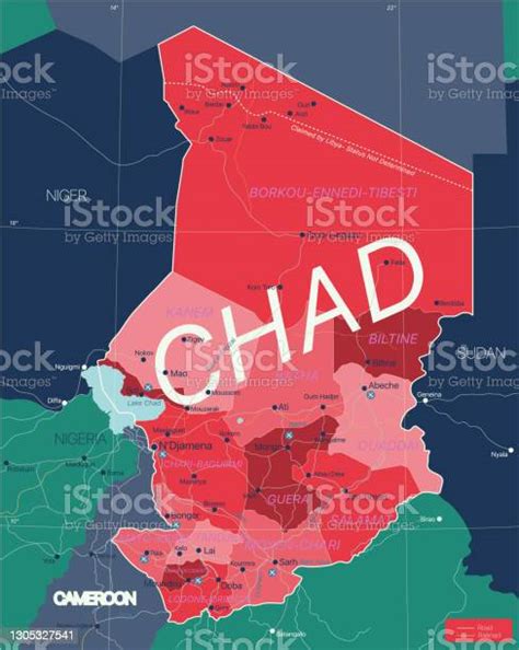 Chad Country Detailed Editable Map Stock Illustration Download Image