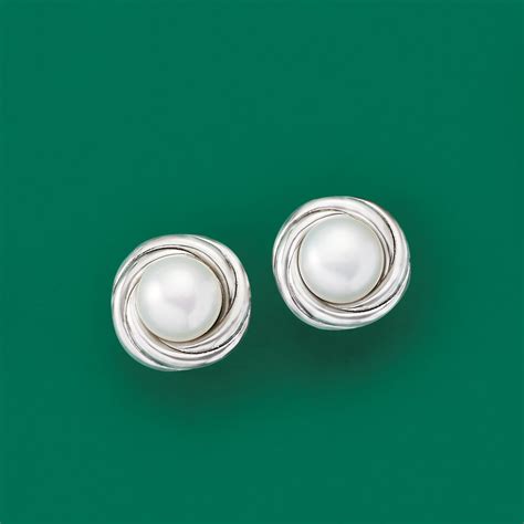 8mm Cultured Pearl Clip On Earrings In Sterling Silver Ross Simons