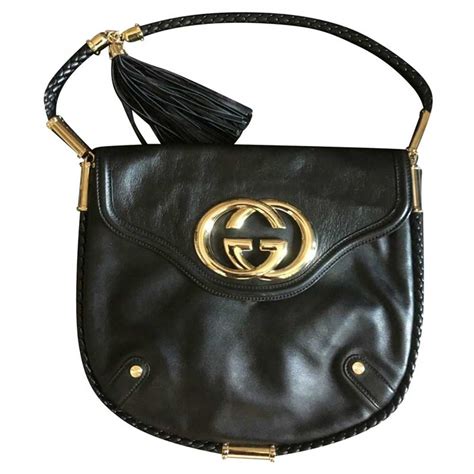 Gucci Britt Tassel Bag Leather In Black Gem