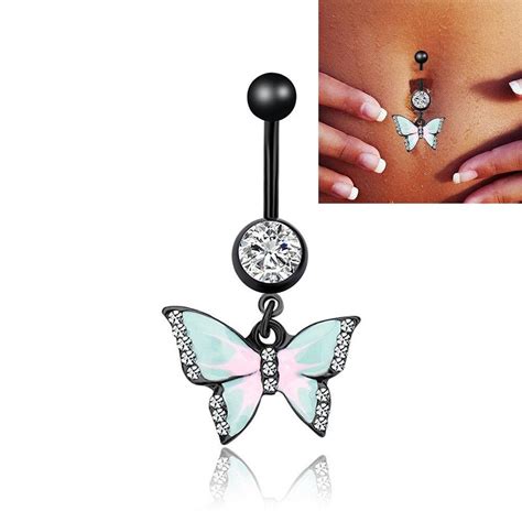 Body Jewelry Belly Button Piercing Navel Piercing Banana Stainless Steel Crystals Butterfly Body