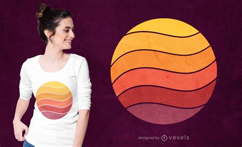 Curve Retro Sunset T Shirt Design Vector Download