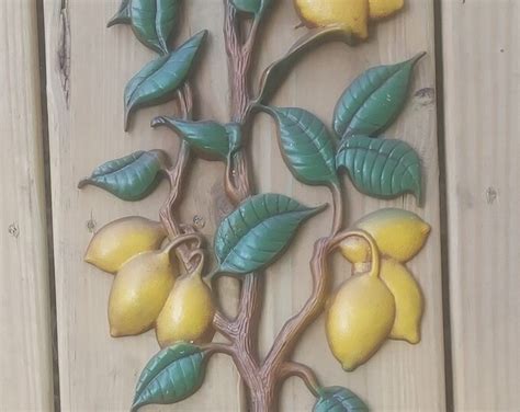 vintage sexton usa mid century lemon tree fruit topiary retro art cast metal wall decor