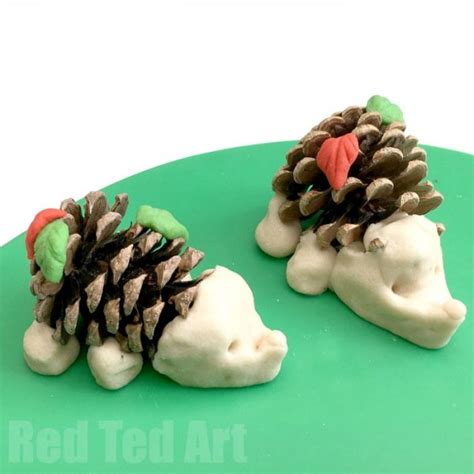Easy Pine Cone Hedgehog Diy Red Ted Art Kids Crafts