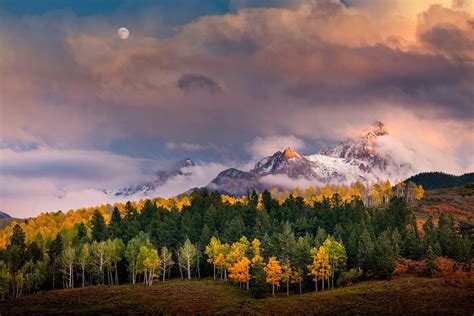 Sunlight Trees Landscape Forest Fall Mountains Sunset Hill