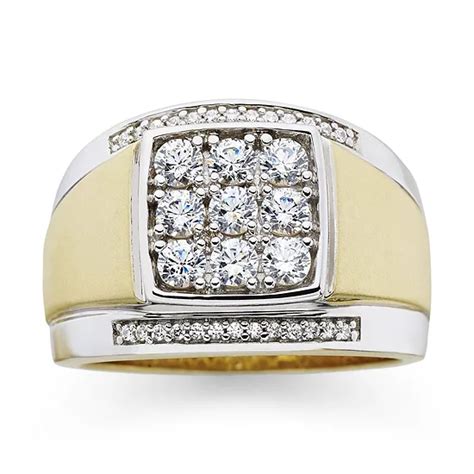 Mens 14k Gold Over Silver Cubic Zirconia Ring Color Two Tone Jcpenney