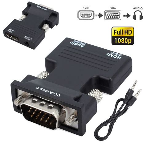 Ready Stock 1080p Hdmi Female To Vga Male With Audio Output Cable
