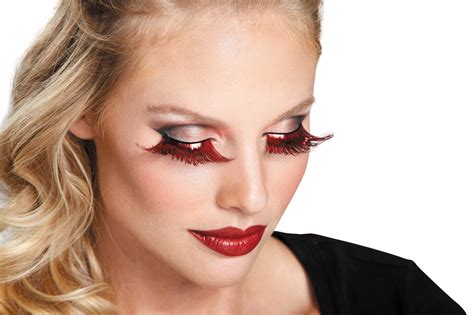 metallic red extra long eyelashes halloween demons false lashes with adhesive ebay