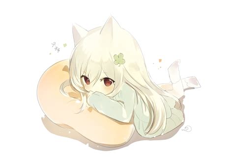 Download 3840x2160 Anime Girl Chibi Cute Animal Ears Pillow