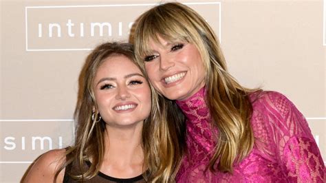 heidi klum and her daughter leni dare the naked dress coordinated in visible lingerie under a