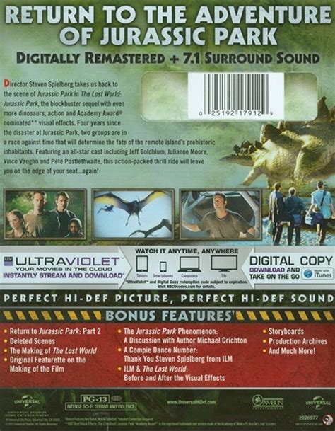 Lost World The Jurassic Park Blu Ray Dvd Digital Copy
