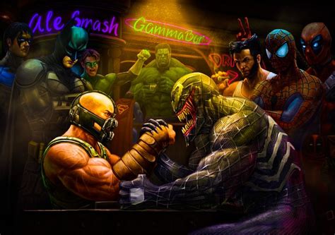 Bane Vs Venom Arm Wrestling Marvel Wallpaper Comic Poster Logan