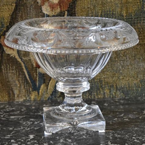 Large Antique Dutch 19th Century Crystal Footed Bowl Hart
