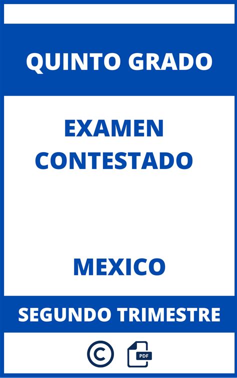 Examen Segundo Trimestre Quinto Grado 2023 Con Respuestas Reverasite