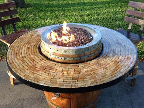 Wine Barrel Gas Fire Pit And Patio Table Etsy Wine Barrel Fire Pit Barrel Fire Pit Gas Firepit