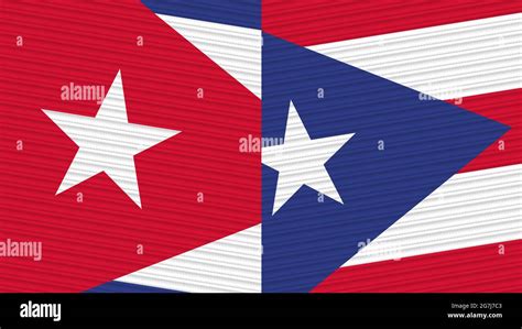 Puerto Rico y Cuba Two Half Flags Together Fabric Texture Illustration Fotografía de stock Alamy