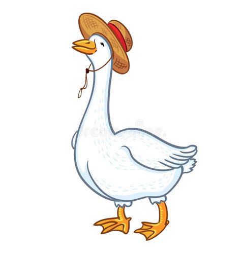 White Goose With A Hat Isolated On White Background Male Goose