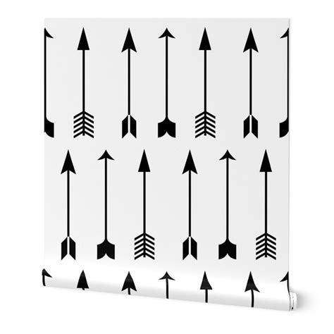 Arrow Wallpaper Black Arrows On White By Modfox Boho Etsy