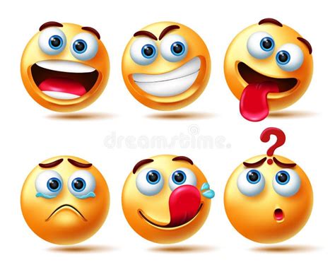 Conjunto De Vectores De Caracteres Emojis Yummy Smileys Emoji 3d En