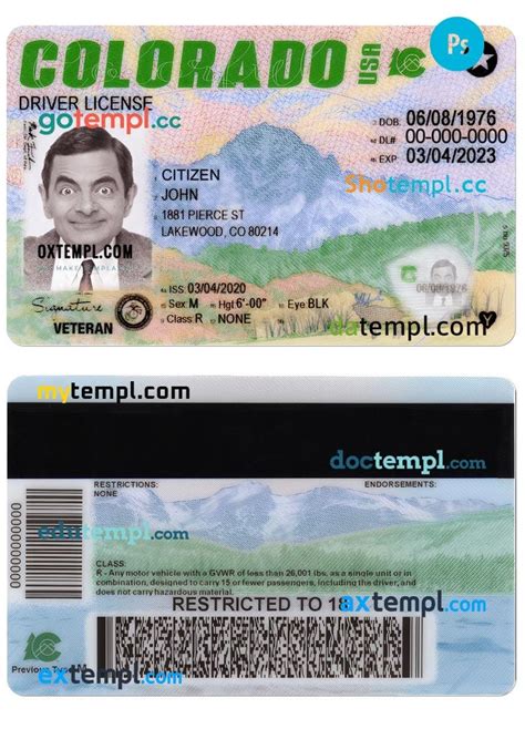 Usa Colorado Driving License Template In Psd Format 2022 — Present