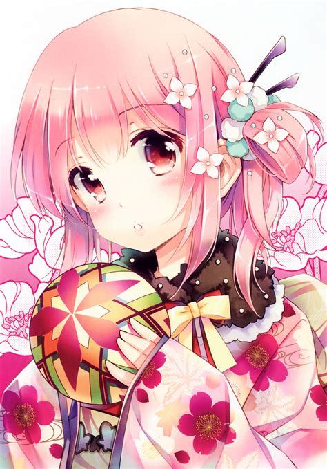 Mottsun1860028 Anime Flower Kimono Anime Kimono