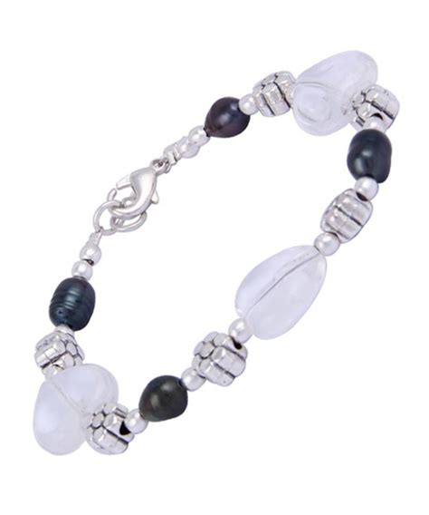 Pearlz Ocean Exotica Dyed Black Freshwater Pearl And Crystal Beads 75
