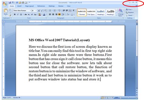 Institute9 Ms Office Word 2007 Layout Button Tutorial