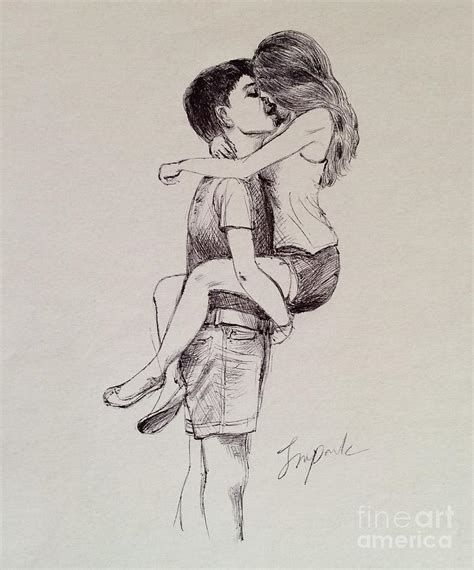 Kissing Couple And The Passion Drawing By No Brand Pixels