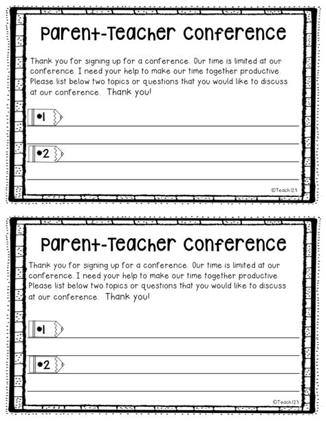 Parent Teacher Conference Tips And Freebies Teach123
