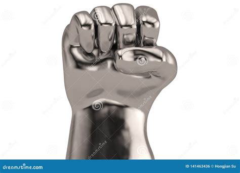A Steel Fist Isolated On White Background 3d Illustration Stock