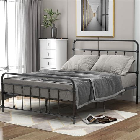 Metal Bed Frame Modern Black Full Size Platform Bed Frame With