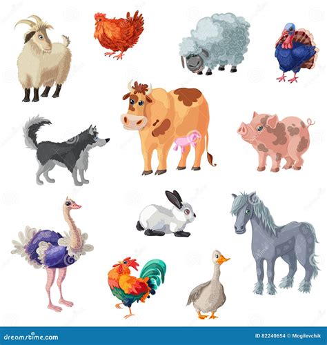 Cartoon Farm Animals Set Vector Illustration 82240654