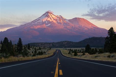 This was a picture i grabbed while on a road trip from boston to ohio with my boyfriend and our friend, i think. Went on a road trip through the western states. Here is a beautiful sunset at Mt. Shasta. : travel