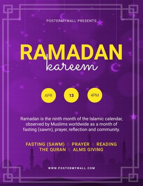 Ramadan Kareem Flyer Template Postermywall In 2021 Ramadan Kareem