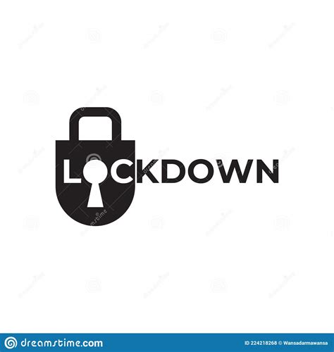 Lock Down Logo With Using Padlock Icon Template Stock Vector