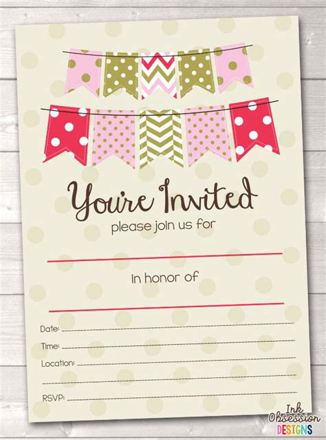 Blank Printable Birthday Invitations Customize And Print