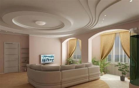 Plafon Interior Dengan Desain Garis Lengkung Dan Lingkaran